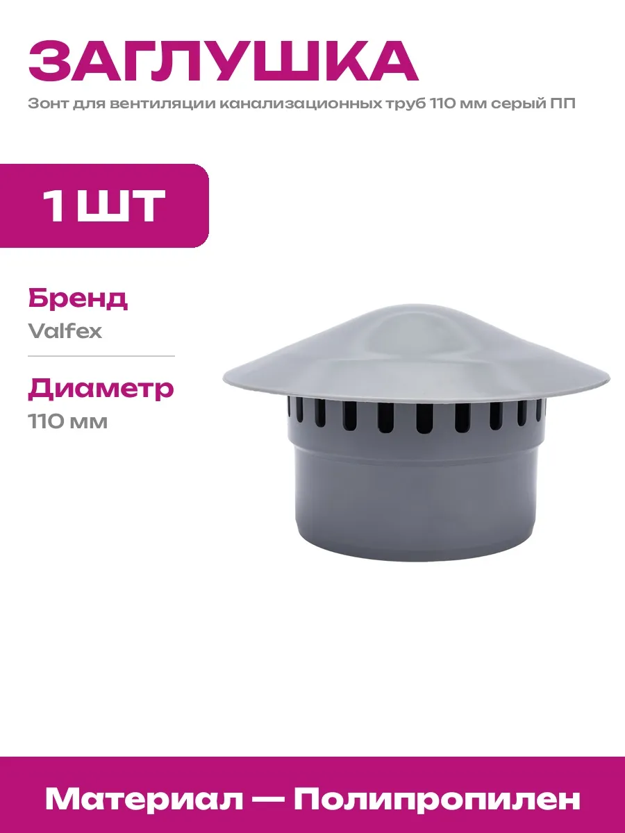 Выход вентиляционный 110 мм полипропиленовый для канализации