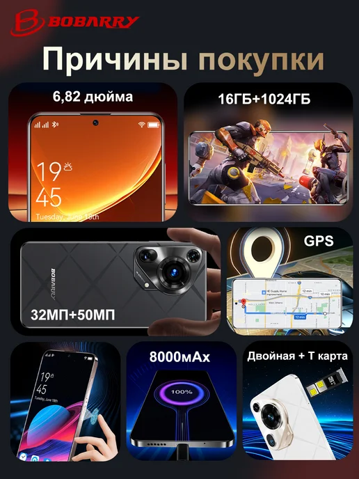 Смартфон Bobarry Pura 70 Ultra 1/1024 ГБ, белый, фото 3