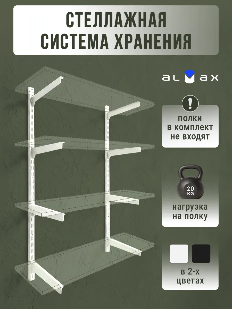 Стеллажная система хранения, гардеробные крепления для полок