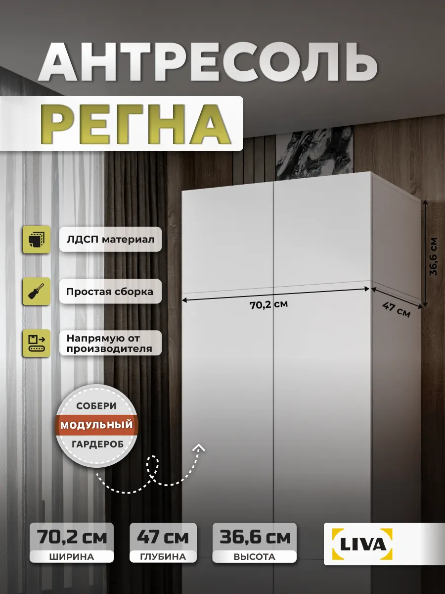 Антресоль на шкаф Регна, Белый