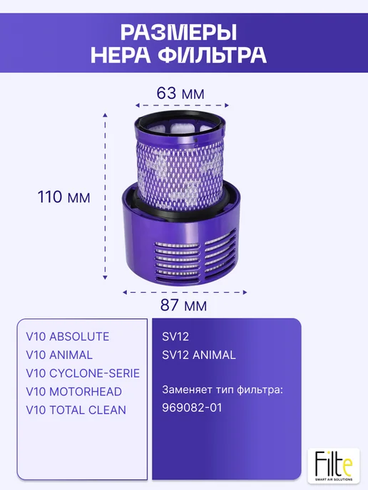 MAXX Фильтр для пылесоса Dyson V10, фиолетовый, фото 2