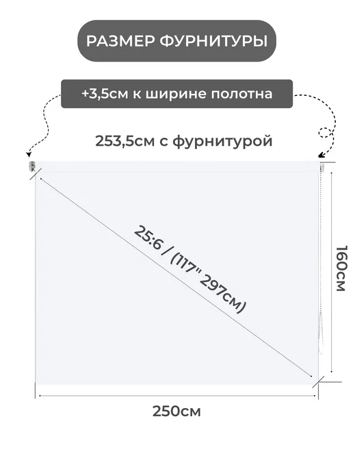 Gozhy Экран для проектора рулонный 160 х 250см, вариант, фото 2