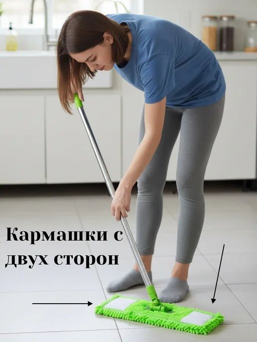 Насадка для швабры из микрофибры 40х11 см, 40x11 см, фото 7