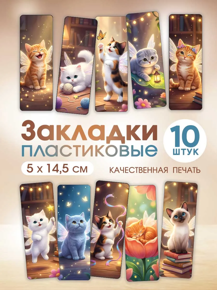 Закладки для книг и учебников пластик набор 10 шт