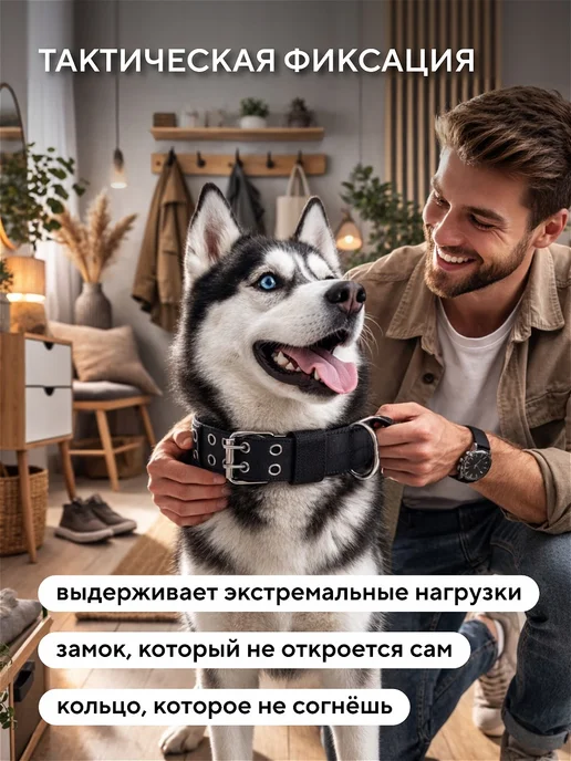 Conflate Ошейник для собак средних и крупных пород усиленный для цепи, черный, фото 4