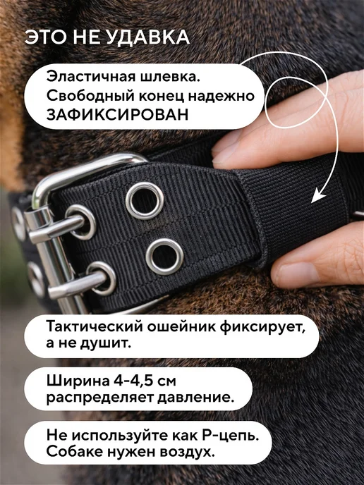 Conflate Ошейник для собак средних и крупных пород усиленный для цепи, черный, фото 7