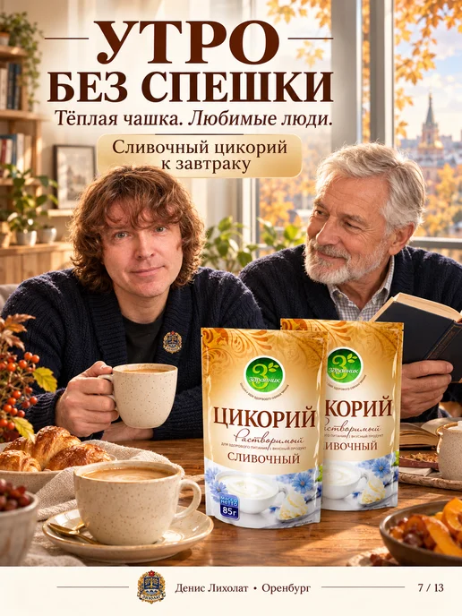 ЗДРАВНИК Цикорий растворимый сливочный натуральный 2 шт по 85 г, 2 шт, 85 г, фото 7