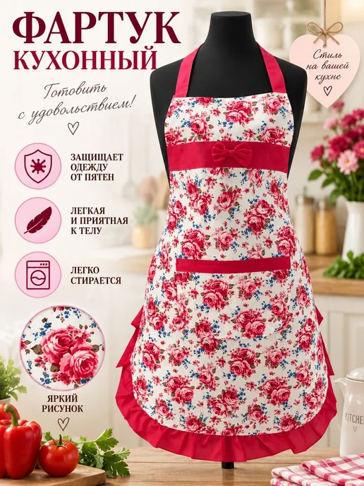 Lapastel Фартук кухонный полиэстер для кухни для готовки для повара, белый