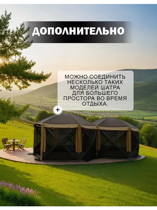 MARKBOSS Шатер туристический с полом 2 входа 360*360*225 см, 360x360, фото 5