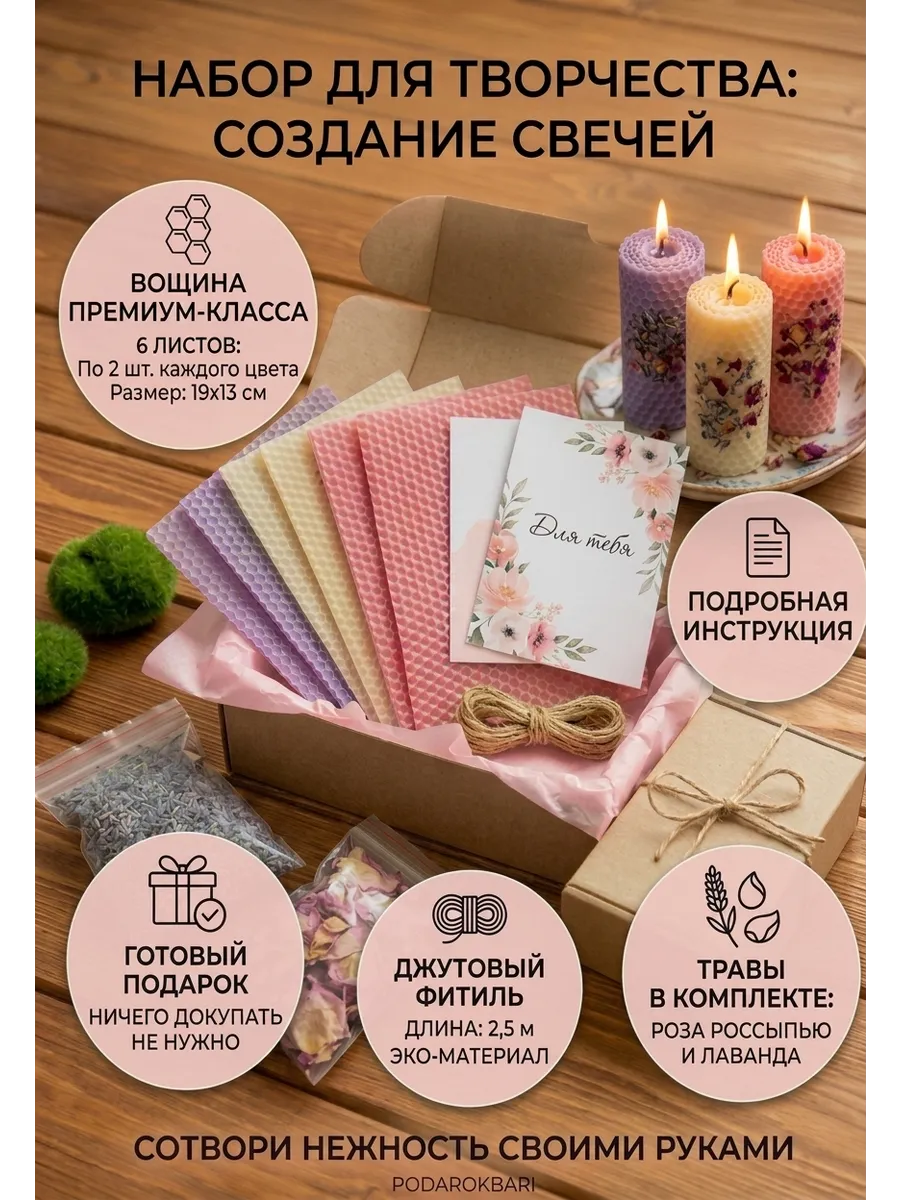 Подарочный набор для создания свечей из вощины