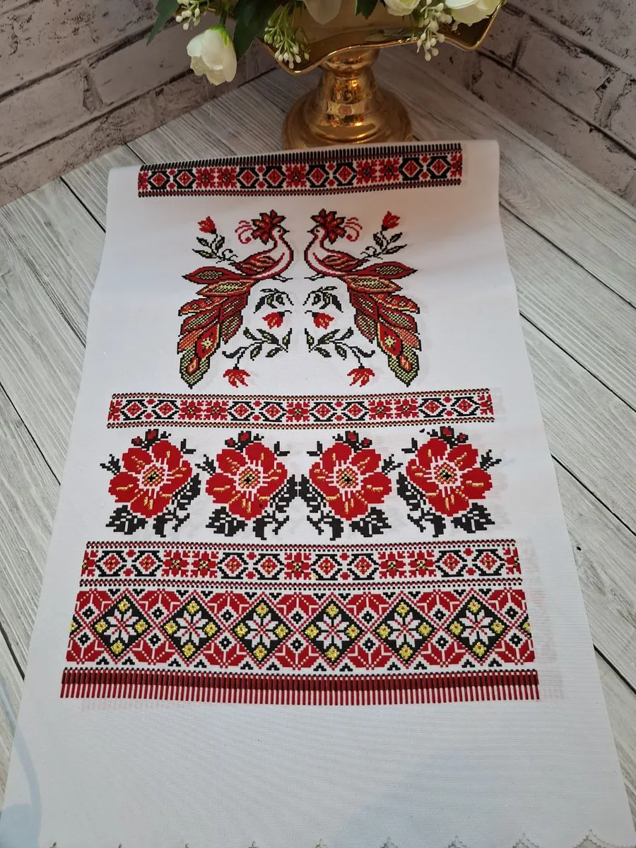 Рушник свадебный для каравая и иконы, орнамент 36х150 см