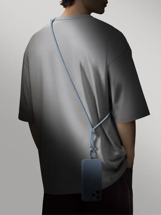 Плетёный шнурок для телефона через плечо Loop Body, 150 см, голубой, фото 3