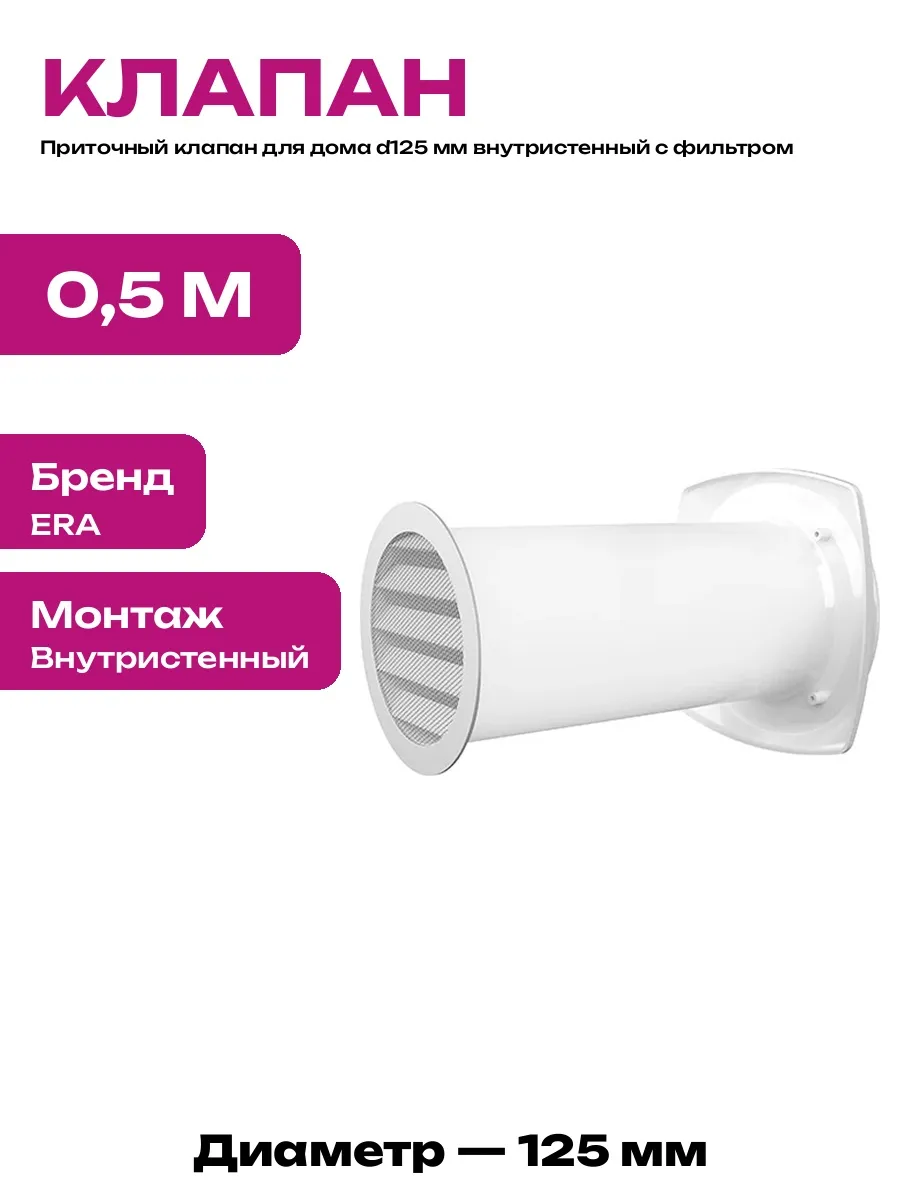 Система приточной вентиляции 125 мм с теплоизоляцией стен