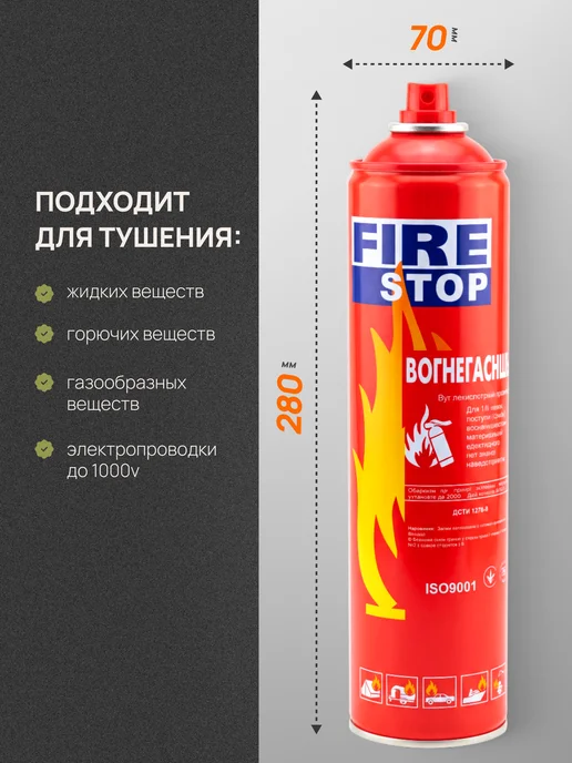 Профи1 Огнетушитель автомобильный углекислотный 1 л, 1 л, 2 шт, фото 3