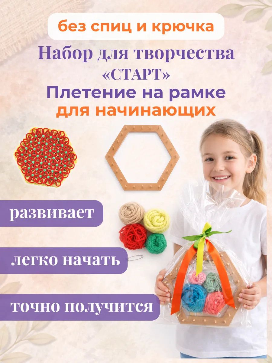 ДоброПлёт, набор «Старт» рамка для плетения+ниточки