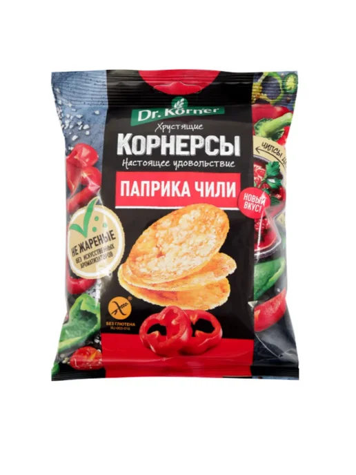 Dr.Korner Чипсы цельнозерновые с паприкой чили 50 г, 50 г