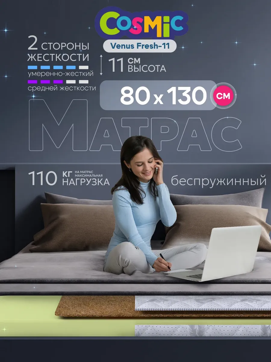 Матрас детский 80х130 беспружинный на кровать