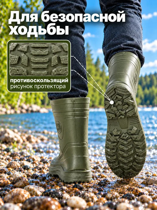 STEPWEEK Сапоги резиновые с утепленным вкладышем, зеленый, фото 2