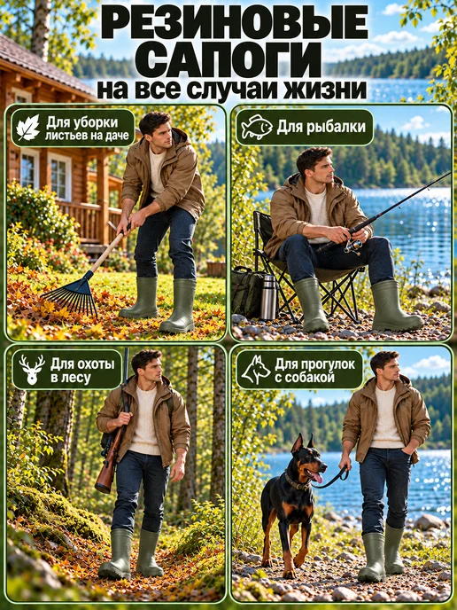 STEPWEEK Сапоги резиновые с утепленным вкладышем, зеленый, фото 8