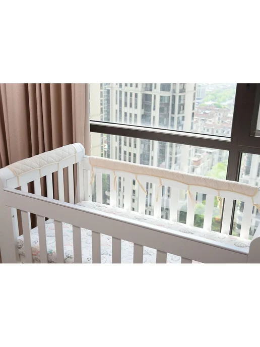 Бортик для кроватки креп-хлопок розовый 15*60 см, 15x120 см, фото 3