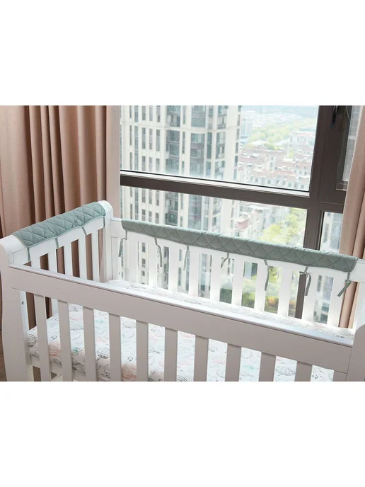 Бортик для кроватки креп-хлопок розовый 15*60 см, 15x120 см, фото 8