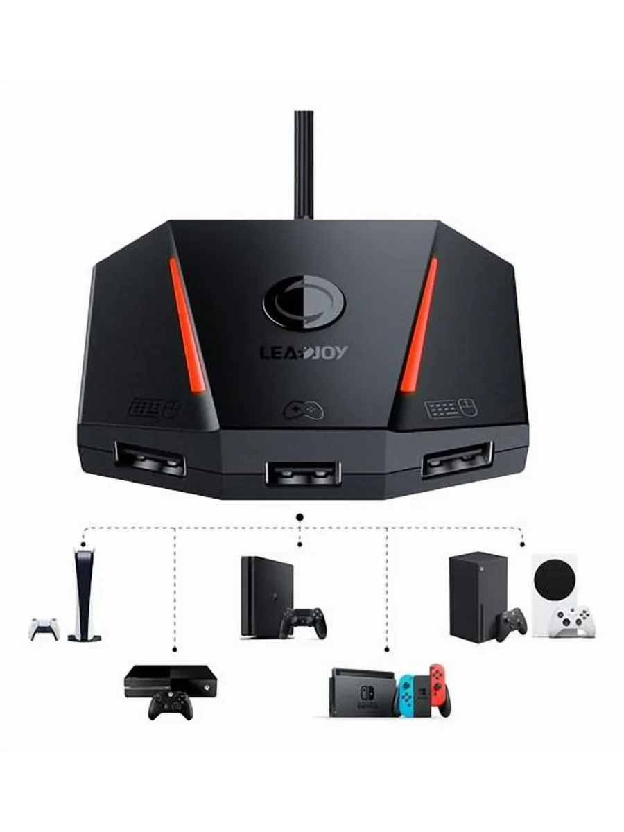 LeadJoy VX AimBox Game Consoles Keyboard and Mouse Adapter Wired Connection Converter Compatible with Nintendo Switch, Xbox Series X, Xbox One, PS4