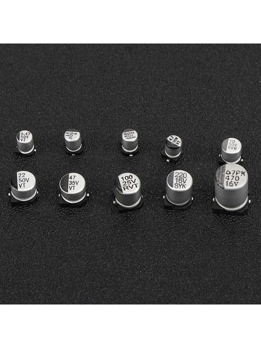 Конденсатор, набор 165 шт. SMD алюминиевые электролитические, 165 шт, фото 3