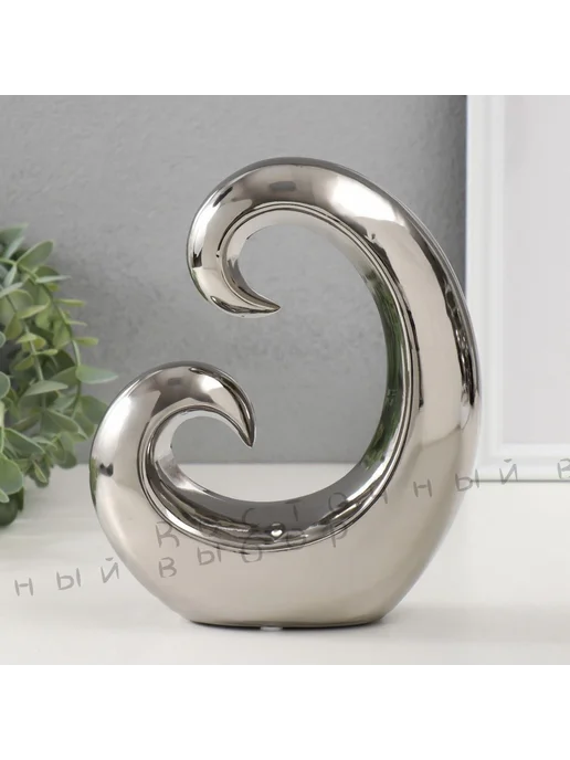 Фигурка декоративная Абстракция Амулет серебро 17х5,5х19 см, 17x5.5x19 см, фото 2