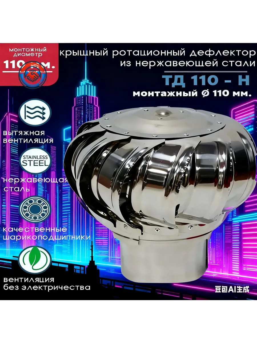 Вентиляционный дефлектор ROTADO оцинкованный 110мм