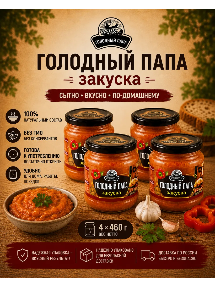Овощная закуска "Голодный папа" 4 шт по 460 грамм