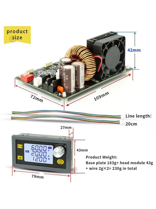 Лабораторный блок питания XY-6020L 60В 20А 1200Вт, 6020 л, 1200 Вт