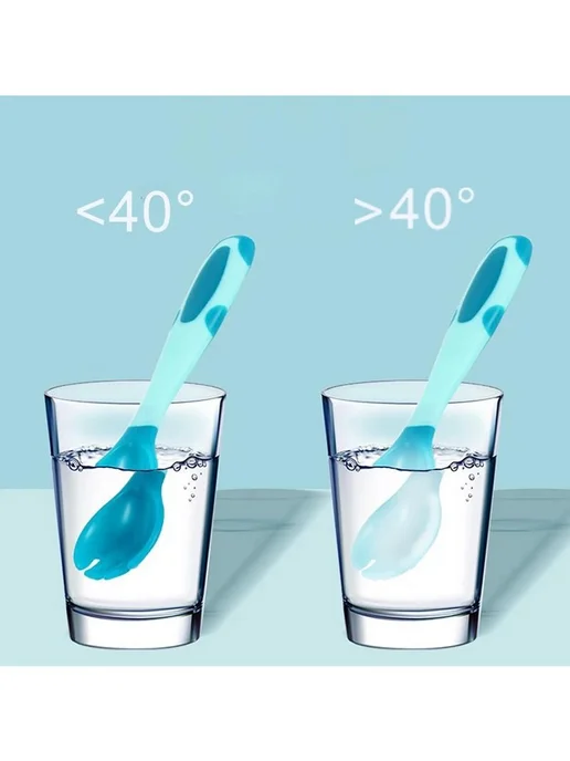 Гибкая ложка для детского питания Blue Spoon Ложка, синий, фото 3