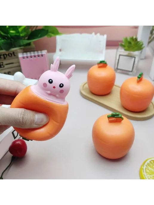 Игрушка-антистресс Морковный кролик Cyan white rabbit, голубой, фото 5