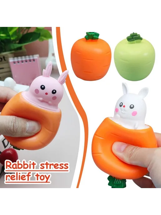 Игрушка-антистресс Морковный кролик Cyan white rabbit, голубой, фото 7