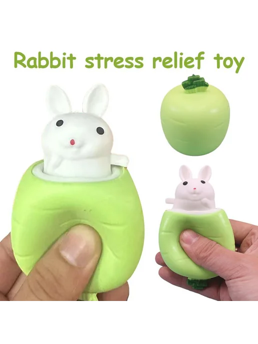 Игрушка-антистресс Морковный кролик Cyan white rabbit, голубой, фото 8
