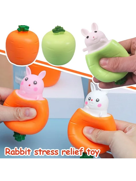 Морковный кролик антистресс Orange Pink Rabbit, розовый, фото 3