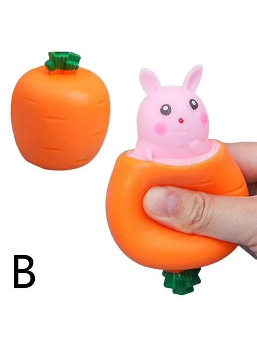 Морковный кролик антистресс Orange Pink Rabbit, розовый, фото 4