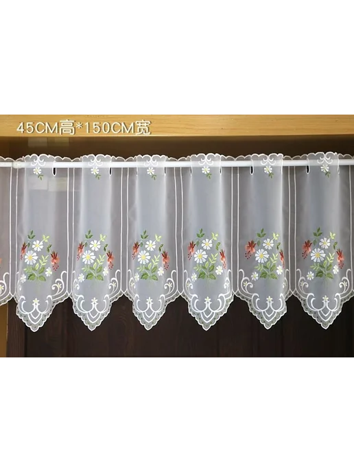 Штора-кафе 150х43 см люверсы белый, 150x90 см, фото 2