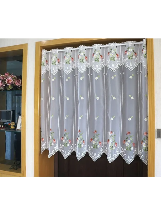 Штора-кафе 150х43 см люверсы белый, 150x90 см, фото 5