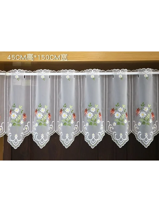 Штора-кафе 150х43 см люверсы белый, 150x90 см, фото 7
