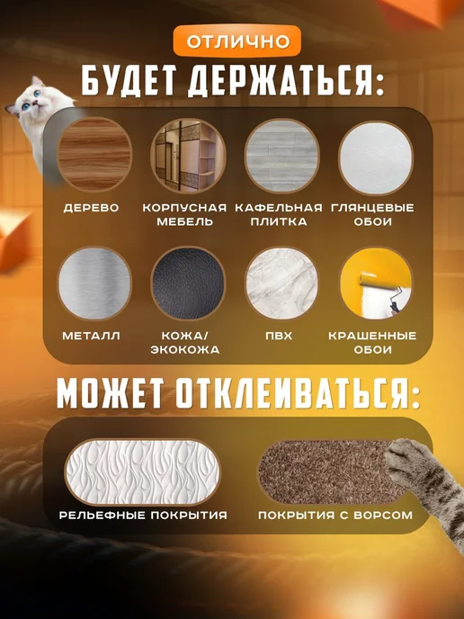 Когтеточка для кошки самоклеящаяся 600*600 черный, 600x600, фото 3
