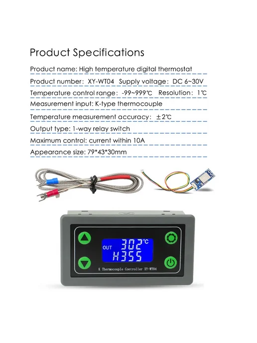 Термостат цифровой XY-WT04 K-тип -99-999°C, вариант, фото 4