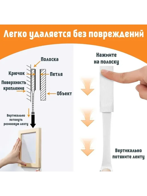 Крепление для картин 12 шт, Нейлон, Белый 4.5 см, 12 шт, фото 3