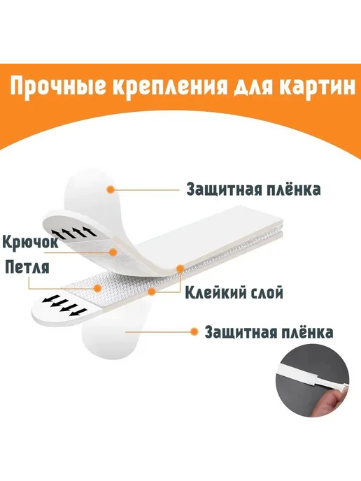 Крепление для картин 12 шт, Нейлон, Белый 4.5 см, 12 шт, фото 5