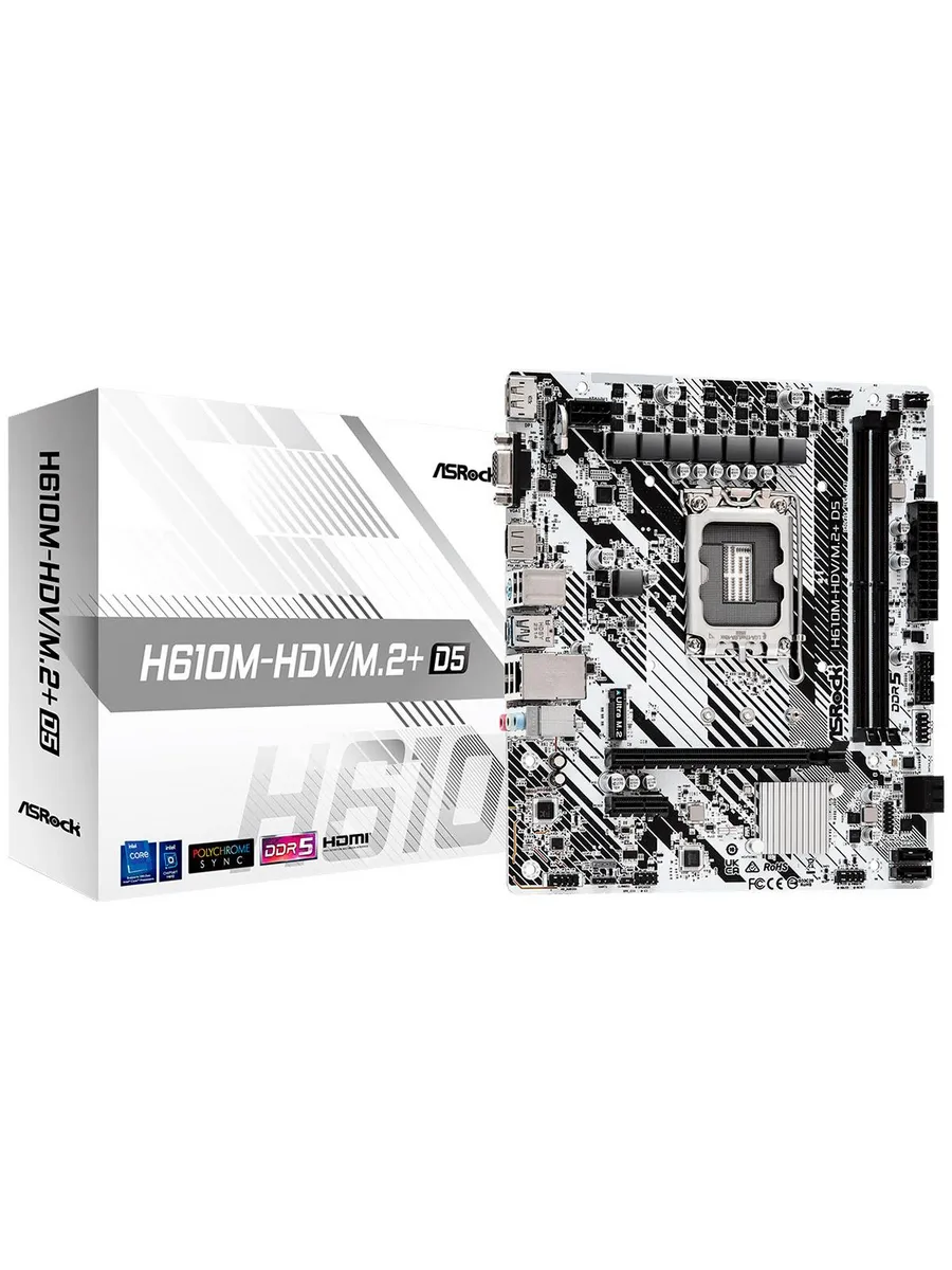 ASRock Материнская плата H610M-HDV M.2+ D5 (LGA1700, mATX)