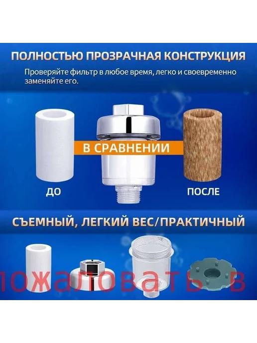 Фильтр для душа, 10 элементов 1 1 2" (10 шт), белый, фото 4