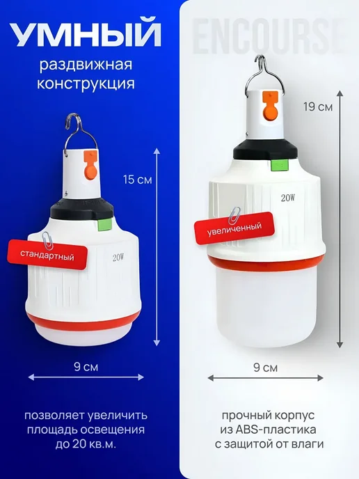Кемпинговый светодиодный фонарь с 3 аккумуляторами, вариант, фото 4
