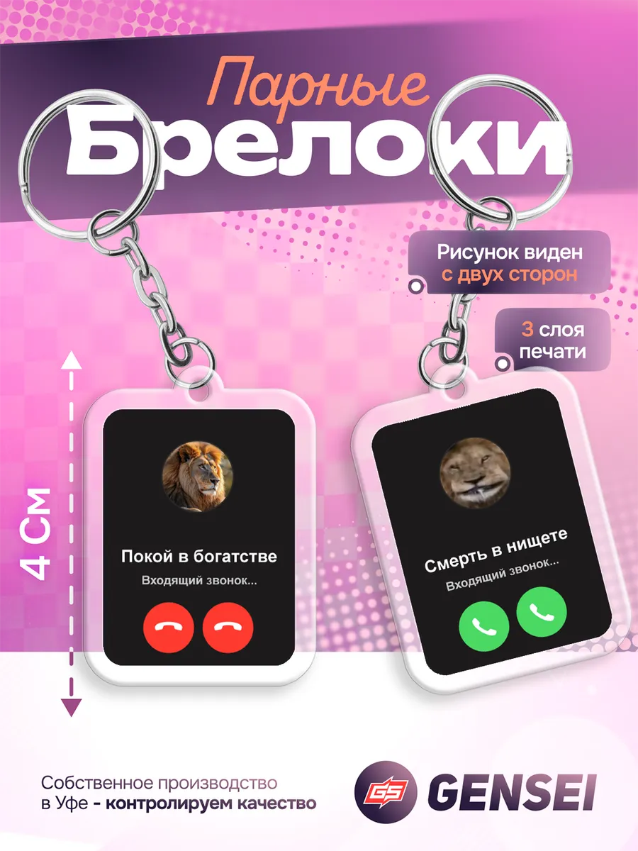 Акриловые парные брелки на ключи Мем Смерть в нищите