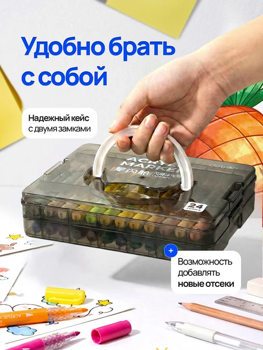 Акриловые маркеры, синий, фото 2