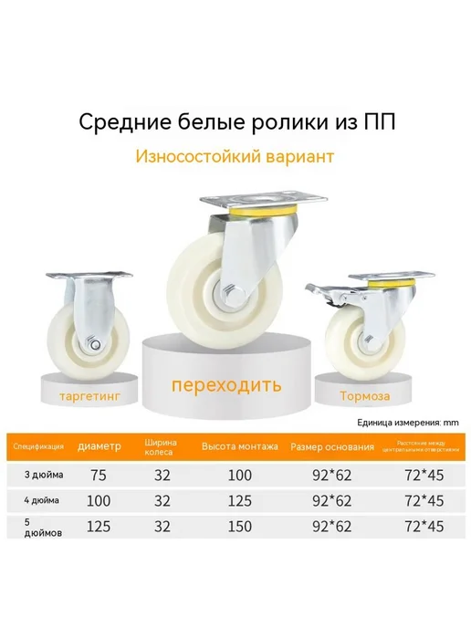 Колесики 5 дюймов, 4 дюйма, в упаковке 790 г, фото 3